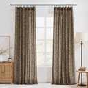 StangH Vintage Floral Curtains French Country Linen Texture Light Filtering Printed Drapes Victorian Decor for Living Room/Bedroom/Dining Room, W52 x L84, Khaki, 2 Panels