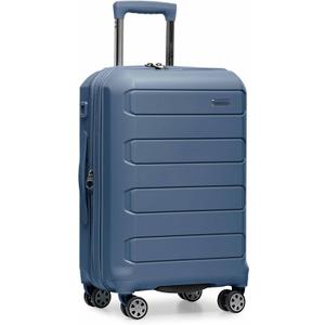 Traveler's Choice Pagosa Hardshell Expandable Luggage with Spinner Wheels, Slate Blue, 22-Inch Carry-on