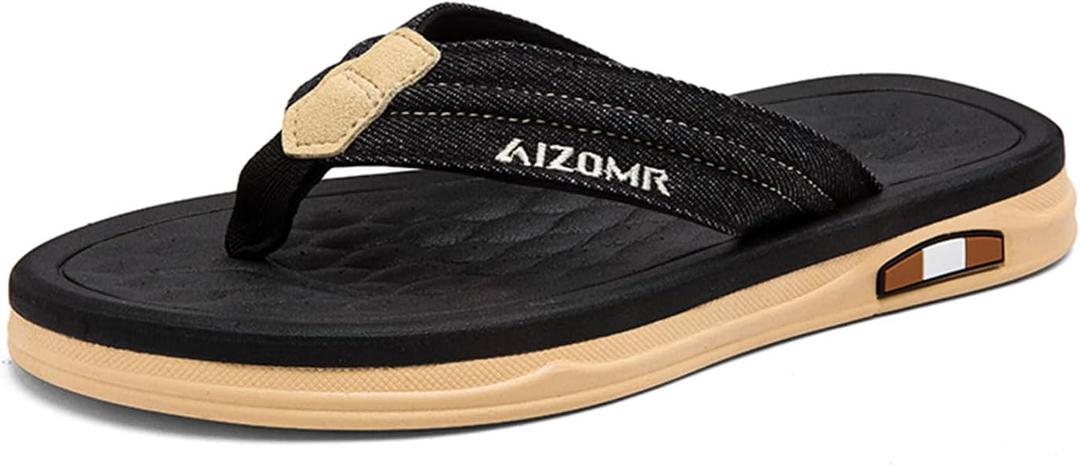 Mens Beach Flip Flops Orthotic Summer Thong Sandals Comfort Rubber Soles with Soft Cushion 11.5