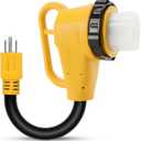 RV 50 Amp to 110 Adapter with Locking Connector, 50 Amp to 15 Amp RV Adapter, NEMA 5-15P to NEMA SS2-50R Electrical Power Adapter with Upgraded Grip Handle, ETL Listed