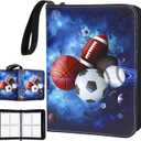 Sports Card Binder 400 Pockets, Trading Card Binder 4 Pocket with 50 Sleeves Fits 400 Sport Cards, Sports Card Holder with Zipper, Football Basketball Hockey Baseball Card Collection Storage Album