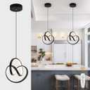 3000-6000K Modern LED Pendant Light,Black Dimmable Pendant Light for Kitchen Island, Adjustable Hanging Lamp for Dining Room Bar Bathroom, 1 Pack
