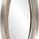 Howard Elliott Collection Ethan Oval Hanging Wall Or Vanity Mirror, Brushed Nickel, 21 x 31 Inch