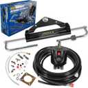 E-cowlboy Complete 150HP Hydraulic Steering System  6.9 Mpa Helm Pump, Two-Way Lock Cylinder, 26ft Nylon Hoses for Single-Engine Boats, Pontoons, Deck Boats, and Fishing Boats Up to 150HP