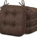 Shinnwa Dining Chair Cushions Set of 2, Dual-Layer Memory Foam Kitchen Chair Cushions, Patented Design Seat Pads with Ties, 16.5 x 16.5 x 3.5in, 4 Pack, Dark Brown