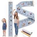 Growth Chart for Kids, Measures Up to 1.9m, Kid Height Wall Chart with Picture Frames, Foldable Canvas Height Ruler Milestone Markers, Unisex Toddler Wall Decor, Keepsake Gift for Boy & Girl