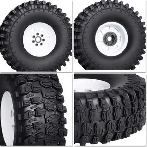HobbyPark 1.9 Beadlock Wheels & Tires for TRX4 Axial SCX10 II III Redcat Gen 8 Gen 7 RC4WD 1/10 Scale RC Crawler Car (w/White Rims) 4 Pcs