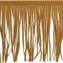 uxcell 2 Yards 8 Inch PU Leather Fringe Trim Double Side Leather Sewing Tassel Fringe for DIY Sewing Dress Crafts Skirt Decoration, Khaki
