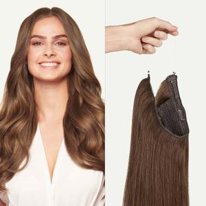 Luxy 100% Remy Human Hair  Halo Clip-In Hair Extensions Natural Looking Volume & Length - One-Piece - Easy 5-Min Application 180 grams 20" Chestnut Brown Halo (20 Inch)