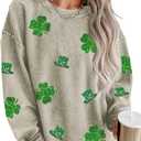 Deer Lady 2026 Mardi Gras Sweatshirt Women Sequin Long sleeve Casual Pullover Tops Oversized Crewneck Tee (Black, L)