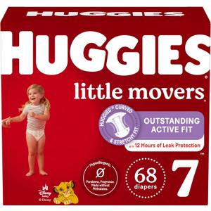 Huggies Size 7 Diapers, Little Movers Baby Diapers, Size 7 (41+ lbs), 68 Count, Packaging May Vary