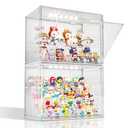 Clear Acrylic Display Case with Light for Figures/Collectibles, Figurine Display Shelf, LED Lighted Display Cases Collection Hobby Display Case for Miniatures, Purse, Handbag, Perfume, 2 Pack