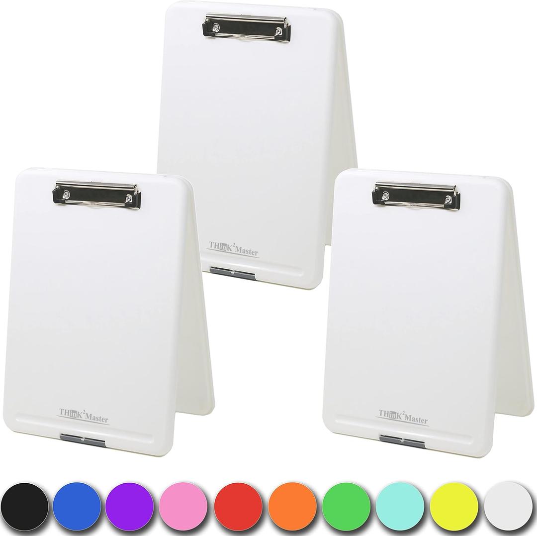 Think2Master [3 Pack] White Plastic Storage Clipboard. | 25% Heavier & Sturdier| Heavy Duty and Wont Flex Like Other Brands (Compare The Weight). Storage Compartment Holds 150 Letter Sized Paper.