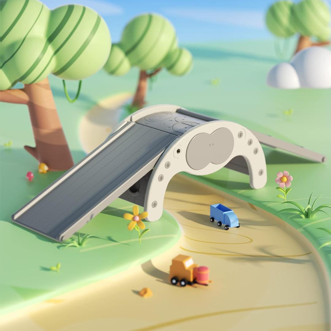 Children's Indoor Climbing Slideway Swing Playground 4-in-1 Function: Slide, Rock Climbing, Balance Board and Cradle Safe and Solid Montessori Toys White1 Climbing Frame+2 Sliding Plate