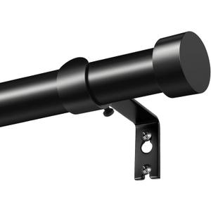 KAMANINA Black Curtain Rod 32 to 144 Inch (2.6-12 Feet), 1 Inch Heavy Duty Curtain Rods for Windows, Modern Adjustable Drapery Rods with End Cap (32"-144")