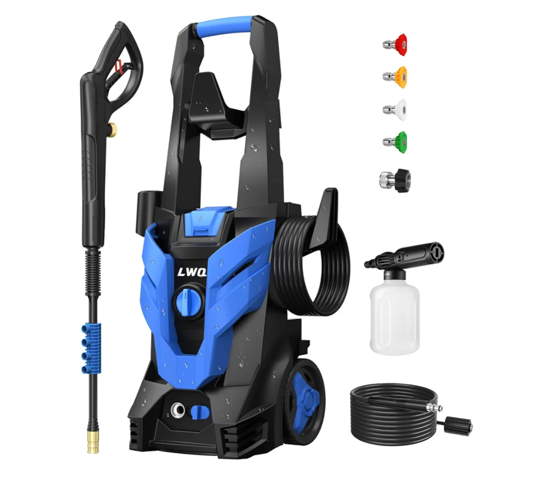 Pressure Washer, Power Washer with 4 Quick Connect Nozzles, High Pressure Cleaning Machine with Foam Cannon for Cars/Fences/Driveways/Patios/Home Cleaning