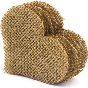 100pcs Natural Jute Burlap Heart Party Decoration DIY Craft 2.75" x 2.36"
