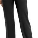 VOOVEEYA Yoga Pants Women with Pockets, Tummy Control Leggings Straight Leg High Waist Work Dress Pants Petite/Regular/Tall (Large, Black)