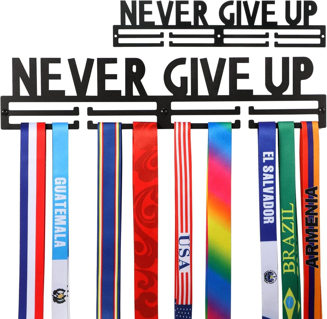 Yerliker Medal Rack Holder Display Hanger Frame for Over 40 Medals -Sports Medal Hanger and Ribbon Display Holder Rack with Easy Hanging Bars Award Racks for Sports Marathon Gymnastics Soccer Runners