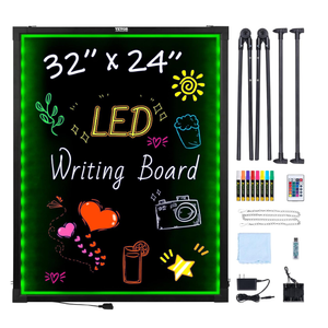 VEVOR 32"x24" LED Message Writing Board, Menu Sign Boards, Illuminated Erasable Lighted Chalkboard, Neon Effect Drawing Panel with 8 Fluorescent Chalk Markers and Remote Control
