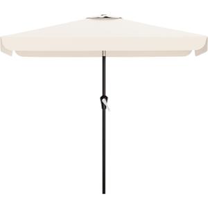 AreShark 6.5 x 10 FT Rectangular Valance Patio Umbrella, Outdoor Umbrella with Tilt and Crank, Market Table Umbrellas W/ 6 Ribs UV Protection for Garden, Deck, Backyard Pool, Cream White