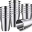 Baderke 16 Pack Stainless Steel Cups for Kids and Adult Pint Tumbler Metal Cups Stackable Tumbler Shatterproof Metal Drinking Glasses for Travel Outdoor Camping(10 oz/ 300 ml)
