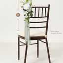Ling's moment 2 Wedding Artificial Aisle Pew Flowers Chair Decorations Arrangements with Chiffon Ribbons White & Olive for Ceremony Reception Chair Back Floral Decor Reception Church Party Outdoor