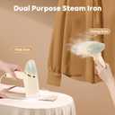 Portable Steamer for Clothes, 25s Fast Heat-up, 1000W Travel Steam Iron Wrinkles Remover with Brush, Foldable Garment Steamer 100ml Water Tank for Home Travel Office (120V Only)