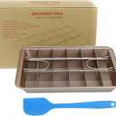 TYUI Non Stick Brownie Baking Pan with Dividers, 18 Pre-slice Non-stick Carbon Steel Rectangle Baking Pan Set for Oven Baking Bread, Square Mold Tray Brownie Pan for Baking Cake Biscuit Muffin