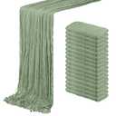 9 Pack Sage Green Cheesecloth Table Runner 20 x 120 inch Gauze Table Runners 10 FT Long,Semi Sheer Boho Cheese Cloth Fabric Table Runner Bulk for Wedding,Party,Baby Shower,Bridal Shower Decoration
