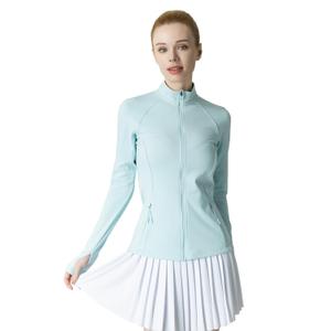 Leapstride Women's Slim-Fit Zip-Up Jacket - 2 Side & Back Zip Pockets, Thumbholes, Moisture-Wicking for Tennis/Running, Medium