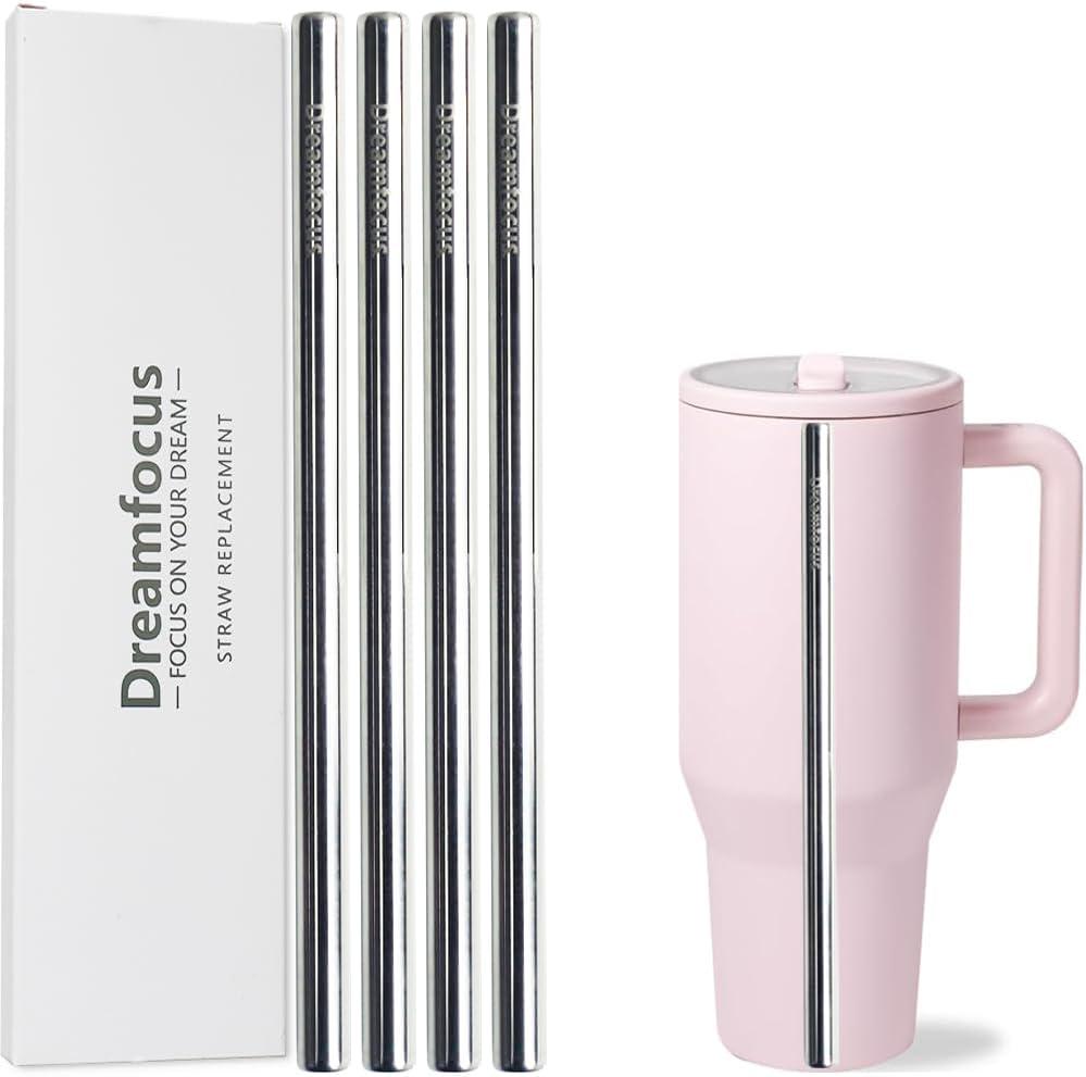 Dreamfocus Metal Straw Replacement Stainless Steel for HydroJug Traveler 32 oz 4 Pack