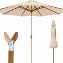 9ft Outdoor Patio Umbrella, Market Table Umbrella with Crank and Easy Push Button Tilt, Wood Grain Frame, UPF 50+ for Pool, Garden, Deck, Backyard