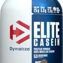 Dymatize Elite Casein Protein Powder, Cookies & Cream, 100% Micellar Casein, 25g Protein, 5.4g BCAAs, 2.3g Leucine, Slow Absorbing for Overnight Muscle Recovery, 4 lb (53 Servings)