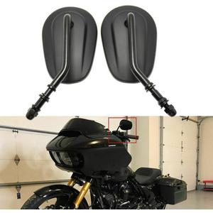 8mm Tapered Motorcycle Teardrop Rearview Short Stem Side Mirrors Replacement For Harley Road King Street Electra Glide Road Glide Dyna Softail Rearview 1982-2018 2019 2020 (Black)