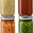 Glass Regular Mouth Mason Jars, 14 Ounce Glass Jars with Silver Metal Airtight Lids for Meal Prep, Food Storage, Canning, Drinking, Overnight Oats, Jelly, Dry Food, Spices, Salads, Yogurt (14 Pack)