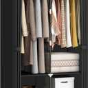 Portable Closet Wardrobe for Small Room, 35-Inch Clothing Organizer Storage Rack with 2 Clothes Hanging Rods and 4 Shelves, Non-Woven Fabric Cover, Black