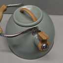 Tea Kettle, Vegoran 100 OZ / 3 Liter Whistling Tea Kettle, Tea Pots for Stove Top Food Grade Stainless Steel with Wood Pattern Folding Handle, Loud Whistle Kettle for Tea, Coffee, Milk (Green)