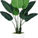 ASTIDY Bird of Paradise Artificial Plant 5FT - Faux Tropical Palm Tree with White Tall Planter - Fake Floor Plant Potted - Artificial Silk Tree for Home Office Living Room Decor Indoor