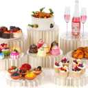 8 Pack Buffet Risers and Stand, Foldable Food Risers for Buffet Table Acrylic Dessert Table Display Set Food Display Risers Cylinder Cake Stands for Party Wedding, Birthday Decoration