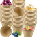 200 Pcs 4 oz Natural Sugarcane Biodegradable Bowls Disposable Paper Bowls Compostable Soup Bowls for Salad,Hot Soup,Pasta and Dessert (Brown)