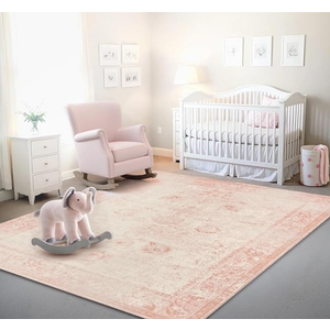 Istana 8x10 Area Rug - Pink 8x10 Rugs for Living Room - Foldable Rugs for Bedroom - Stain Resistant Washable Rug - Eco-Friendly Area Rugs - Easy to Clean Living Room Rug