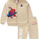 Marvel Spider-Man Boys Zip Up Hoodie and Pants Set for Big Kids (5, Beige)