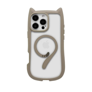 LMA Clear Cute Phone Case Fit for iPhone 16 Pro Max Magnetic Cases with Kawaii Cat Ears Compatible with MagSafe Shockproof Protective Cover for Women Girls - Gray