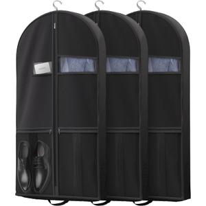 Travel Garment Bag with Zipper Pocket, Suit Bag for Suits, Dresses, Coats