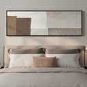 Framed Neutral Narrow Abstract Wall Art for Bedroom, Large Long Minimalist Horizontal Canvas Artwork for Walls, Modern Beige and Brown Picture Print for Living Room Over Bed Wall Art Decor, 20x60 Inch, 57"L x 19"W