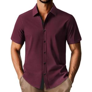 PJ PAUL JONES Men's Short Sleeve Button Down Casual Dress Shirt (S)