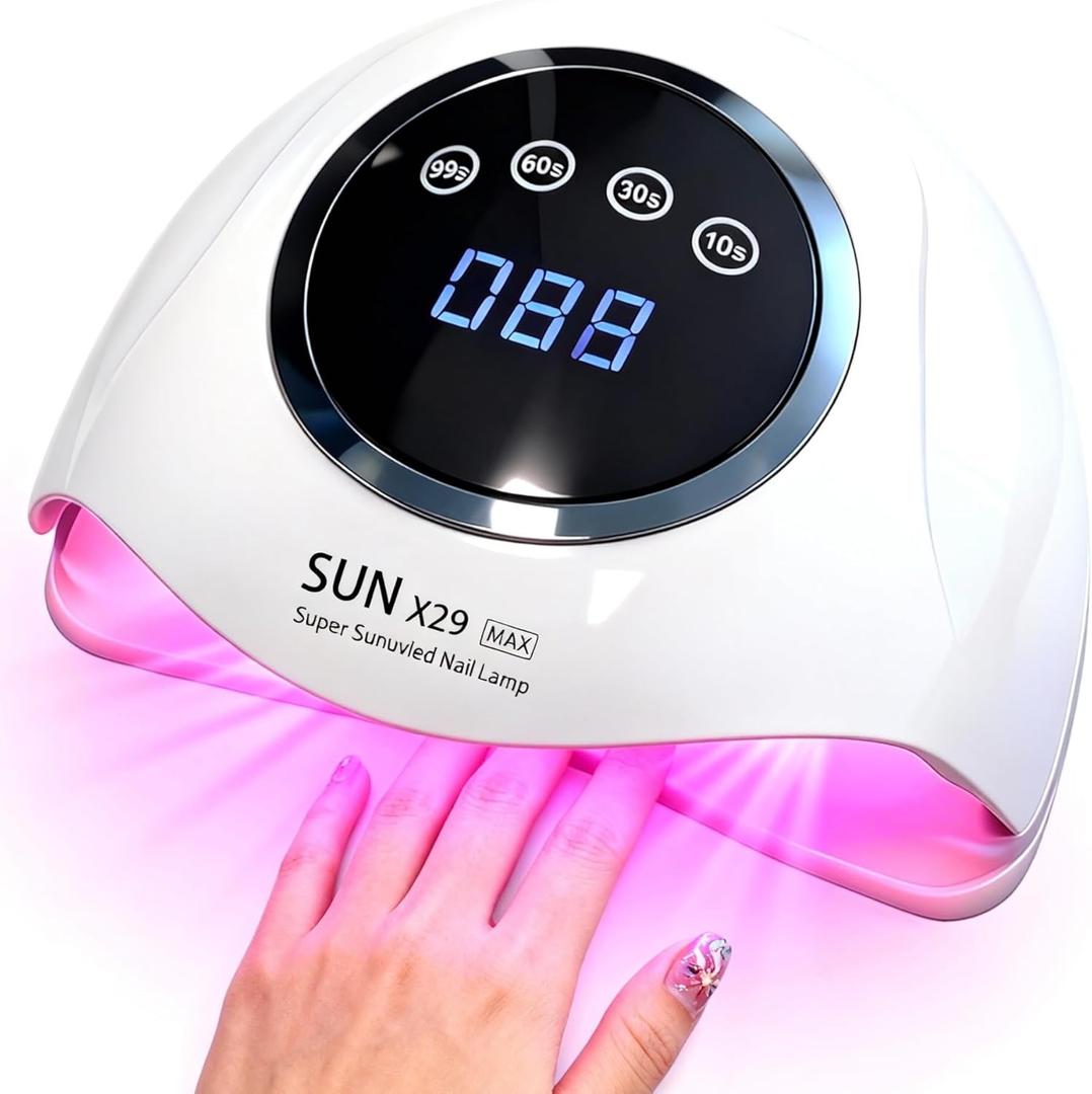 PROFESSIONAL 500W UV LED NAIL LAMP - 90 LED Bulbs for Fast Curing Gel Nail Polish - Smart Sensor with 4 Timers (10S/30S/60S/99S) - Portable Nail Dryer for Home & Salon Use - Quick & Even Drying (X29)