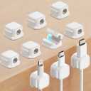 2 x 10 Pack Cord Organizer, Magnetic Cord Holder, Cable Clips for Desk, Adhesive Cable Management Wire Keeper for Nightstand, Home, Office, Desktop, Car, Wall (White)