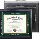GMFrames 11x14 Diploma Degree Frame with Green Mat or Display 15x18 Certificates without Mat,Solid Wood,Black Finish with Intricate Black Rope Detail,UV Protection Acrylic